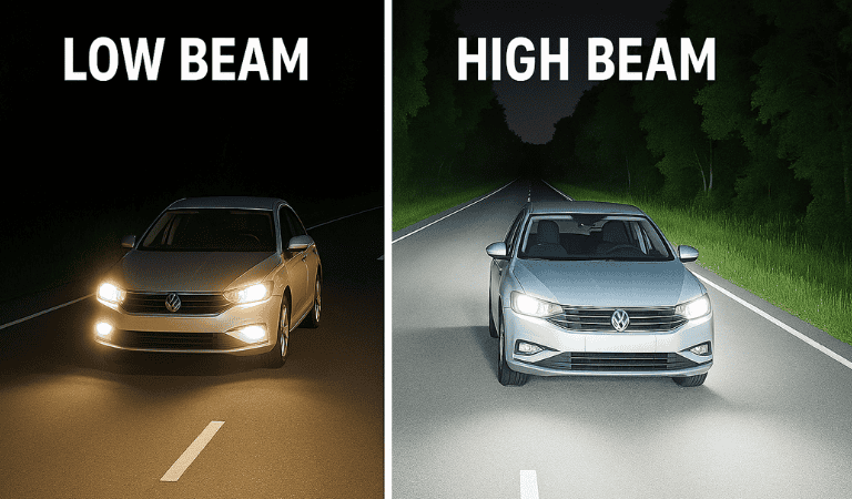 Low Beam Headlight vs High Beam headlight
